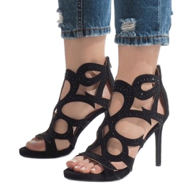 Black open boots on a high heel HF1436-20 1