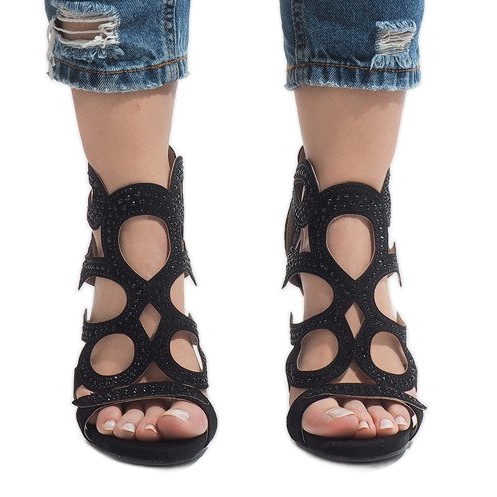 Black open boots on a high heel HF1436-20 2