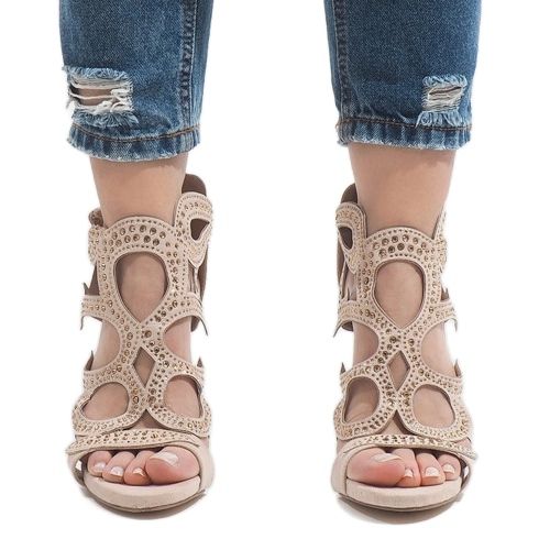 Beige open boots on a high heel HF1436-20 2