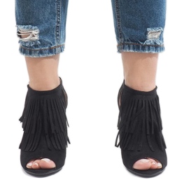 Black boho boots on a heel 1551-149 2