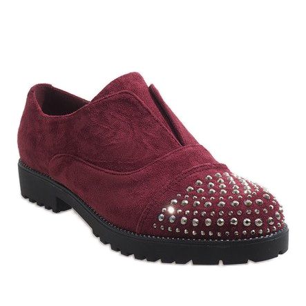 Burgundy slip ons with 22-2 studs red 1