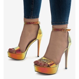 Gold sandals iridescent heels 8338-19 golden 1