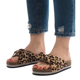 Leopard slippers with a bow N-33 brown 1