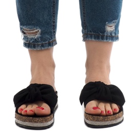 Black slippers with a bow N-33 2