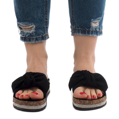 Black slippers with a bow N-33 2