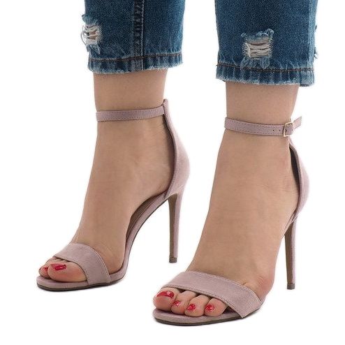 Purple suede high heel sandals SY-31P violet 1