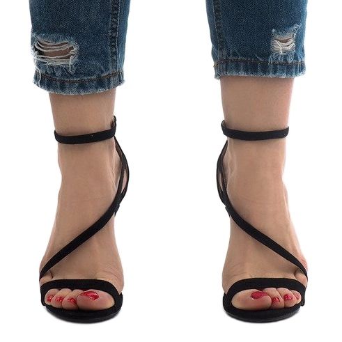 Black sandals on a stiletto heel NF-12 suede 2