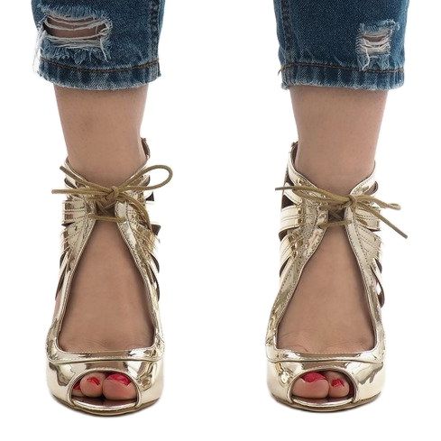 Golden open-top varnished boots C-003 1