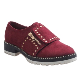Maroon slip-on shoes with studs U-6249 red 1