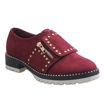 Maroon slip-on shoes with studs U-6249 red 1