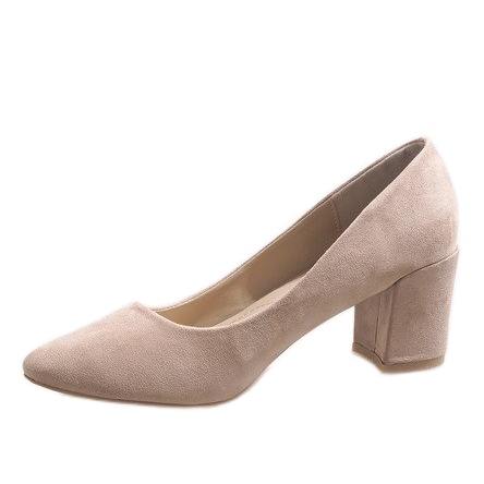 Beige suede pumps on the D-1228 pillar 1