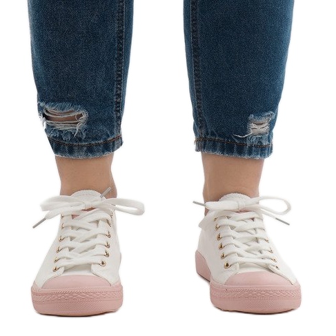 White sneakers YZ110-9 pink 2