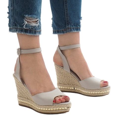 Gray wedge sandals 2084-5 grey 1