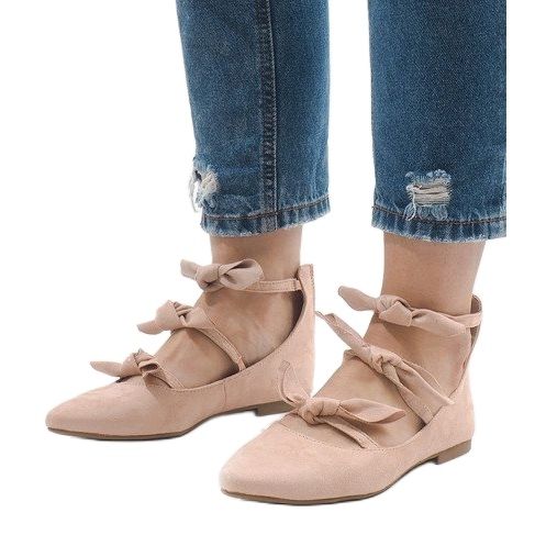 Pink lace-up ballerinas with G-47 bows 1