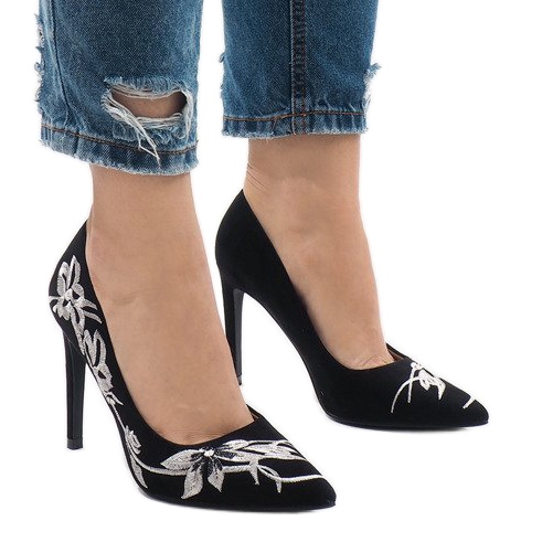 Black suede high heels 16032-18 2