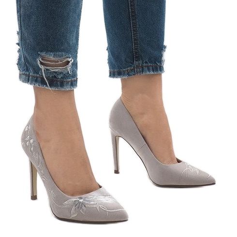 Gray suede high heels 16032-18 grey 2