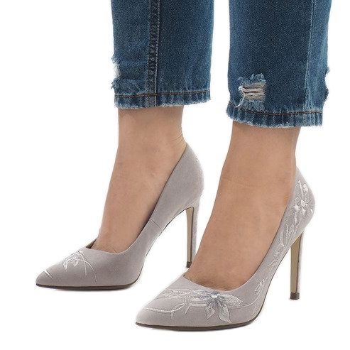 Gray suede high heels 16032-18 grey 1