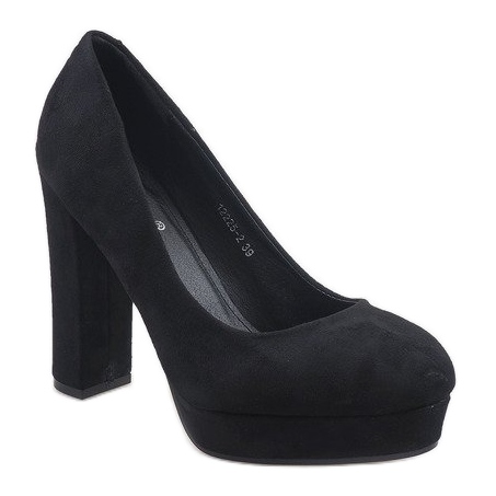 Black suede pumps on the 12225-2 pillar 1