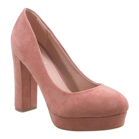 Pink suede pumps on the 12225-2 pillar 1