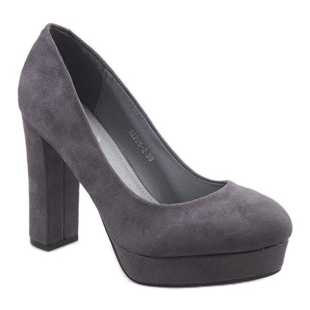 Gray suede pumps on the pillar 12225-2 grey 1