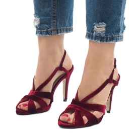 Red suede high heel sandals 9095-138 1