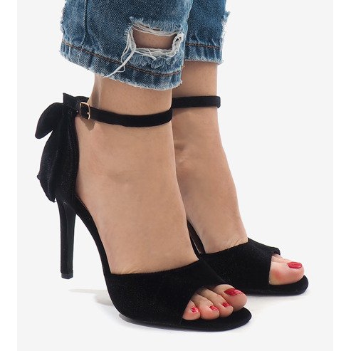 Black suede sandals with a bow LL-280 2