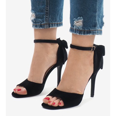 Black suede sandals with a bow LL-280 1