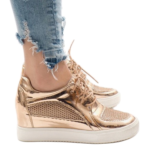 Champagne Lacquered Openwork Sneakers WW055A yellow 1