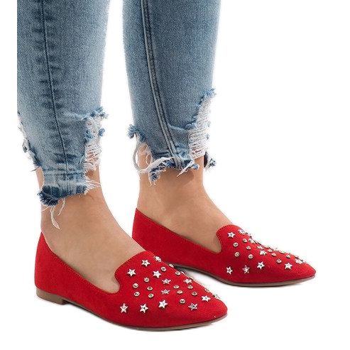 Red moccasins ballerinas F3262 1