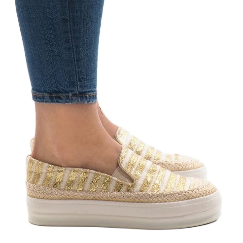 Golden espadrilles sneakers on the GH001 platform 1