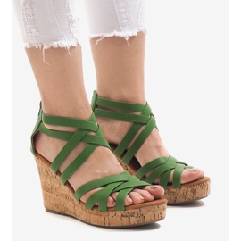 Green wedge sandals P2424A-47 1