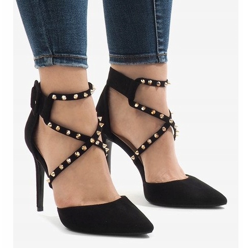 Black suede high heels GH11547 2