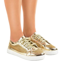 521 golden openwork sneakers 1