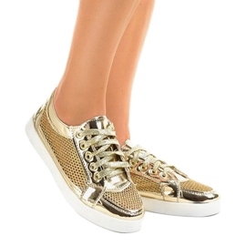 521 golden openwork sneakers 2