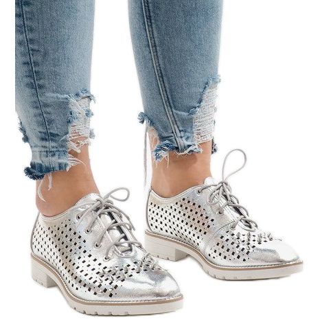 Silver openwork shoes with G-106-2 studs grey 1