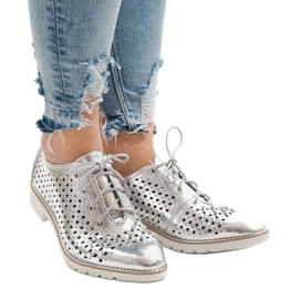 Silver openwork shoes with G-106-2 studs grey 2