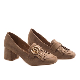 Inna Khaki suede pumps on the LB-339 post brown 1