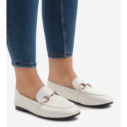 White moccasins from ballerinas YJX001-9 1