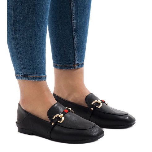 Black YJX005 ballerina loafers 1