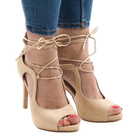 Beige sandals on a stiletto heel JL-01 1