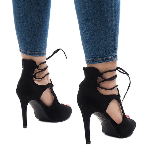 Black suede stiletto sandals JL-01 1
