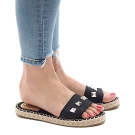 Black jeans slippers 7087 studs 1