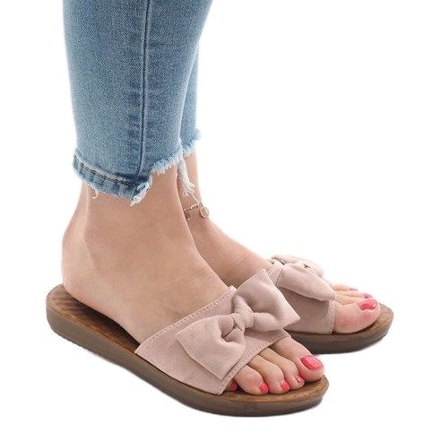 Pink slippers with a bow 6376-2 1