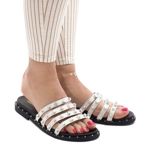 White slippers with LK-2802 studs 1