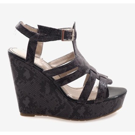 Black wedge sandals A-7A 2