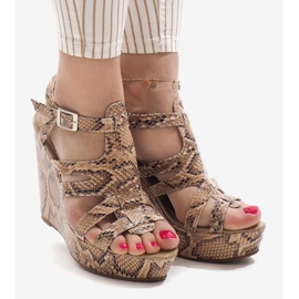 Camel wedge sandals A-7A brown 2