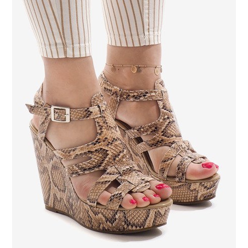 Camel wedge sandals A-7A brown 1