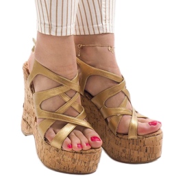 Golden wedge sandals 10193 1