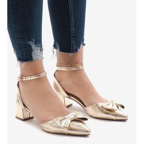 Gold heel sandals 1702-2 golden 1