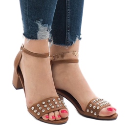 Camel high heel sandals 173-856 brown 1